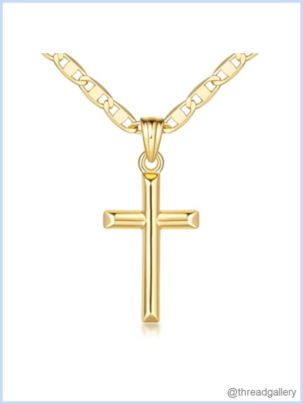 14K Gold Plated Cross Necklace 26mm Pendant Women Minimalist